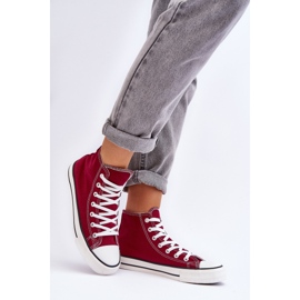 FR1 Sneakers Mujer Clásicas Altas Burdeos Remos rojo 4