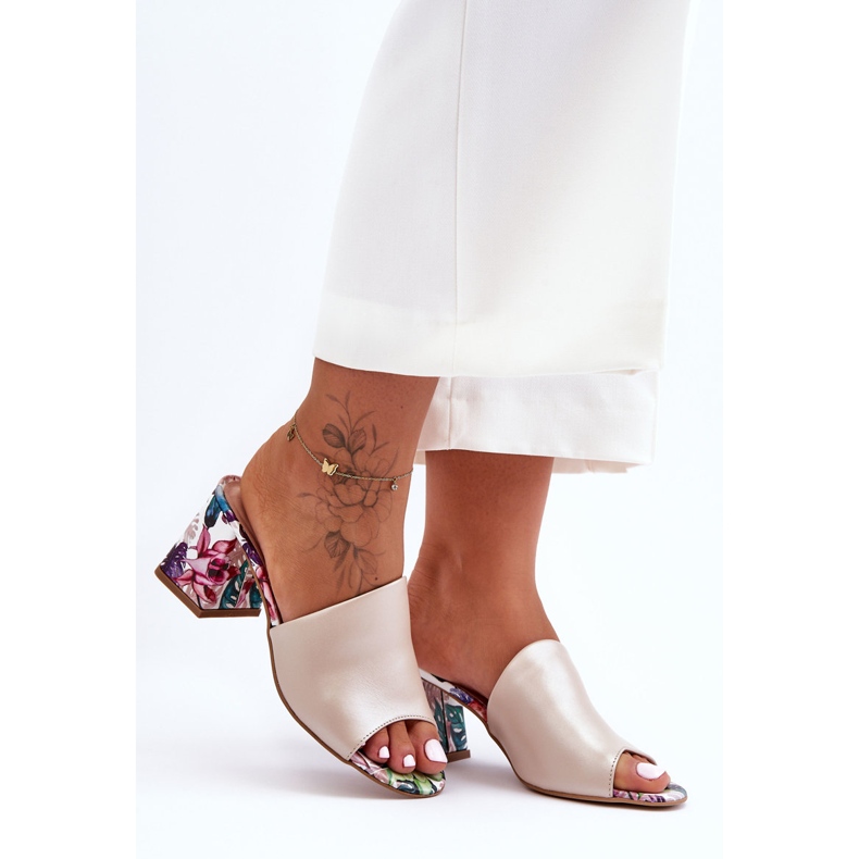 Lewski Shoes Zapatos Mujer Piel Tacones Altos Leski 3209/K Beige Perla 2