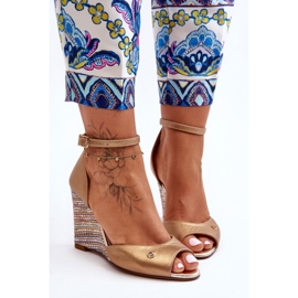 Sandalias Piel Cuña Laura Messi 2603/784 Oro dorado 4