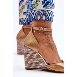 Sandalias Piel Cuña Laura Messi 2603/784 Oro dorado 3
