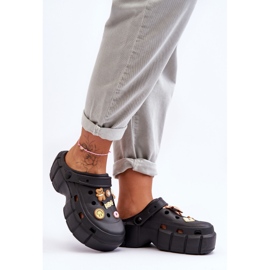 Chanclas De Espuma Para Mujer Crocs Con Adornos Black Marlett negro 4
