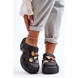 Chanclas De Espuma Para Mujer Crocs Con Adornos Black Marlett negro 5