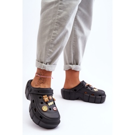 Chanclas De Espuma Para Mujer Crocs Con Adornos Black Marlett negro 6
