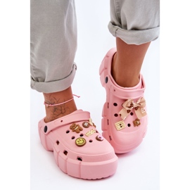 Chanclas De Espuma De Mujer Crocs Con Adornos Rosa Marlett 1