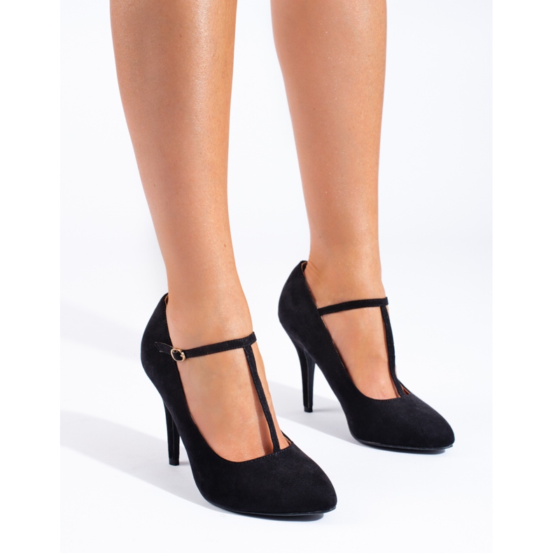 Zapatos de tacón en ante negros de Shelovet 1