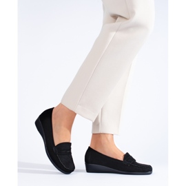 Mocasines de ante negros con cuña baja de Shelovet 1
