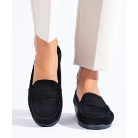 Mocasines de ante negros con cuña baja de Shelovet 2