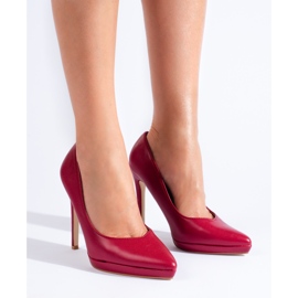 Bombas elegantes de color burdeos en un pin Shelovet rojo 3