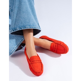Mocasines de mujer en ante naranja de Shelovet 1