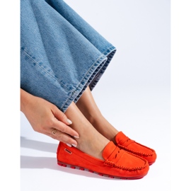Mocasines de mujer en ante naranja de Shelovet 3