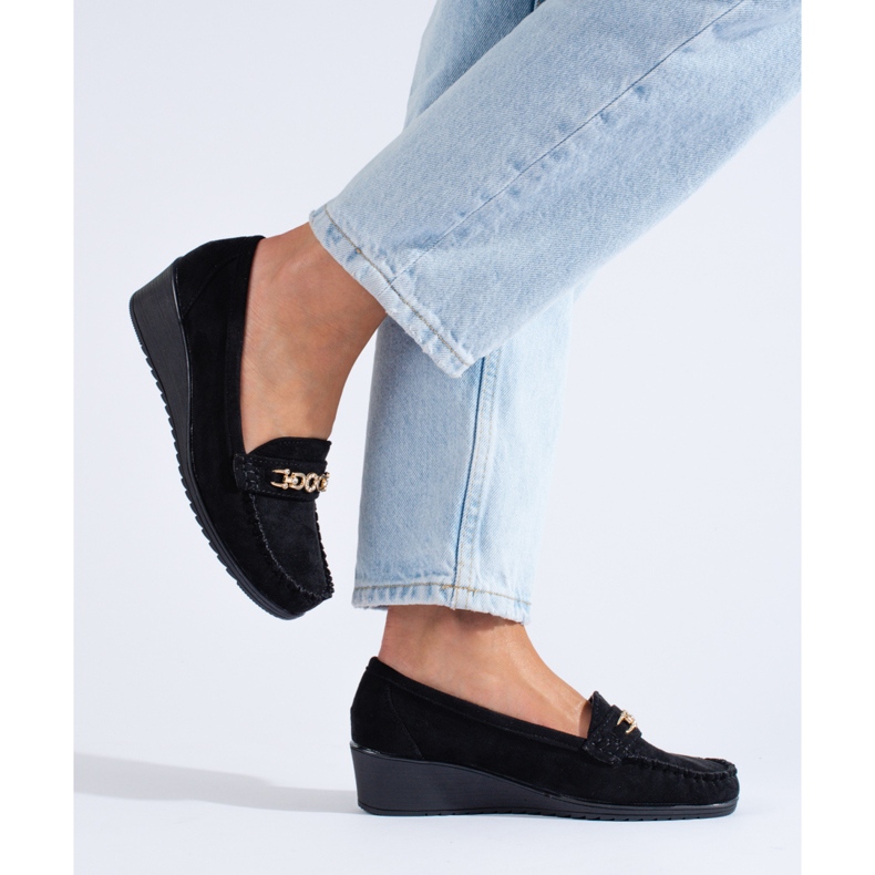 Zapatos de cuña en ante negros de Shelovet 1