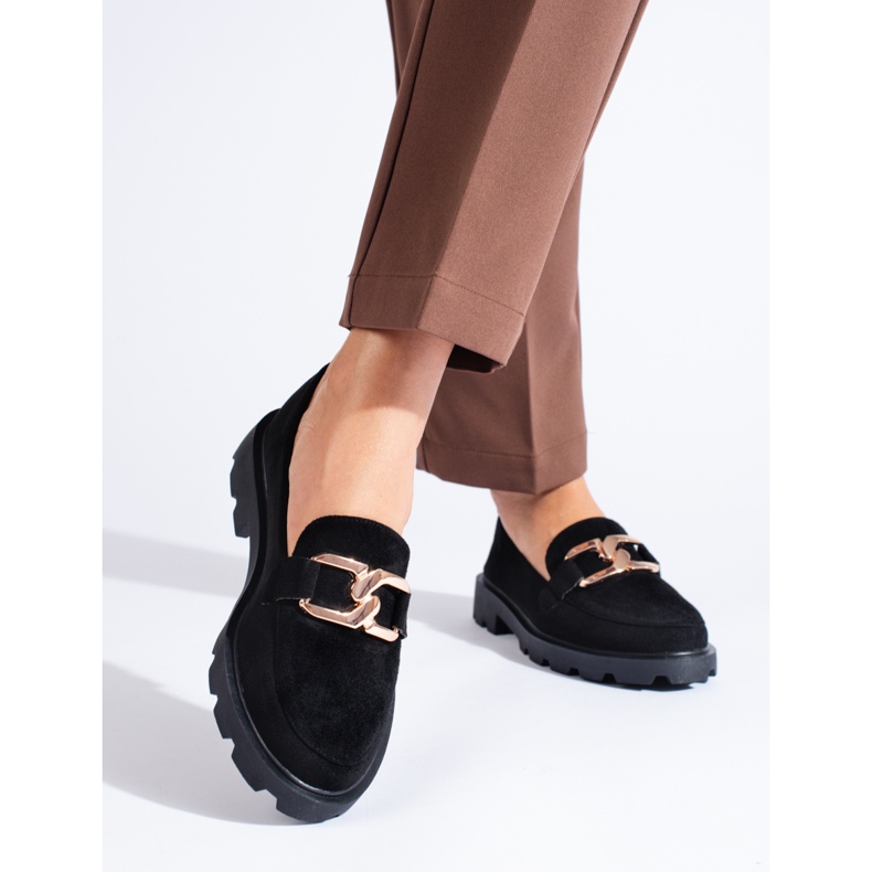 Botas negras de ante con cadena de Shelovet negro 1