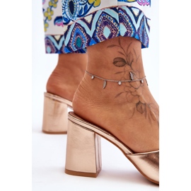 Babuchas Clásicas Mujer Piel Oro Rosa Loara dorado 3