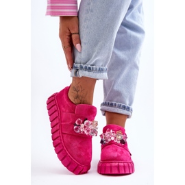 PS1 Zapatos deportivos de moda sin cordones con decoración de deseo fucsia rosado 6