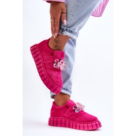 PS1 Zapatos deportivos de moda sin cordones con decoración de deseo fucsia rosa 2