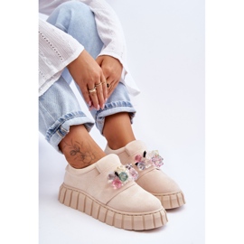 PS1 Zapatos deportivos de moda sin cordones con decoración Beige Desire 5