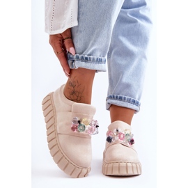 PS1 Zapatos deportivos de moda sin cordones con decoración Beige Desire 7