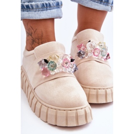 PS1 Zapatos deportivos de moda sin cordones con decoración Beige Desire 3
