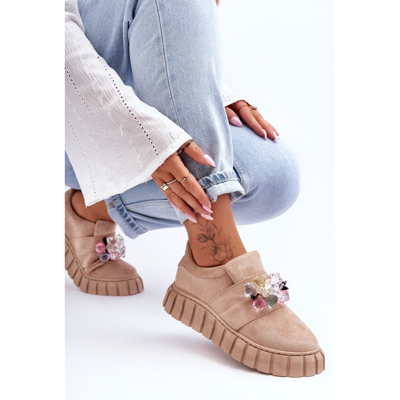 PS1 Zapatillas Deportivas Sin Cordones A La Moda Con Decoración Beige Oscuro Desire 1 PS1 Zapatillas Deportivas Sin Cordones A La Moda Con Decoración Beige Oscuro Desire 1