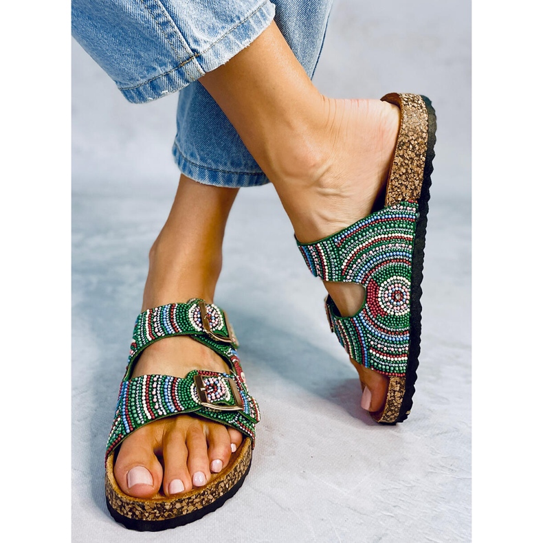 Seastar Zapatillas casa de corcho con abalorios de Adaora Green verde 1 Seastar Zapatillas casa de corcho con abalorios de Adaora Green verde 1