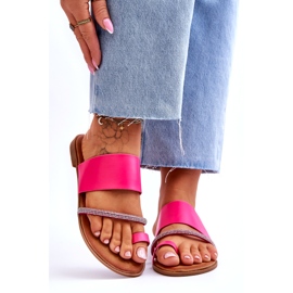 Flip de mujer -flops con una tira de fucsia decorativa rosa 1
