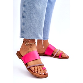 Flip de mujer -flops con una tira de fucsia decorativa rosado 3