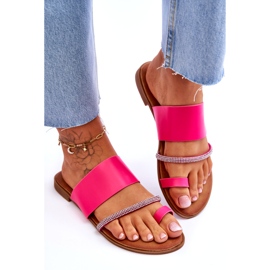 Flip de mujer -flops con una tira de fucsia decorativa rosa 4