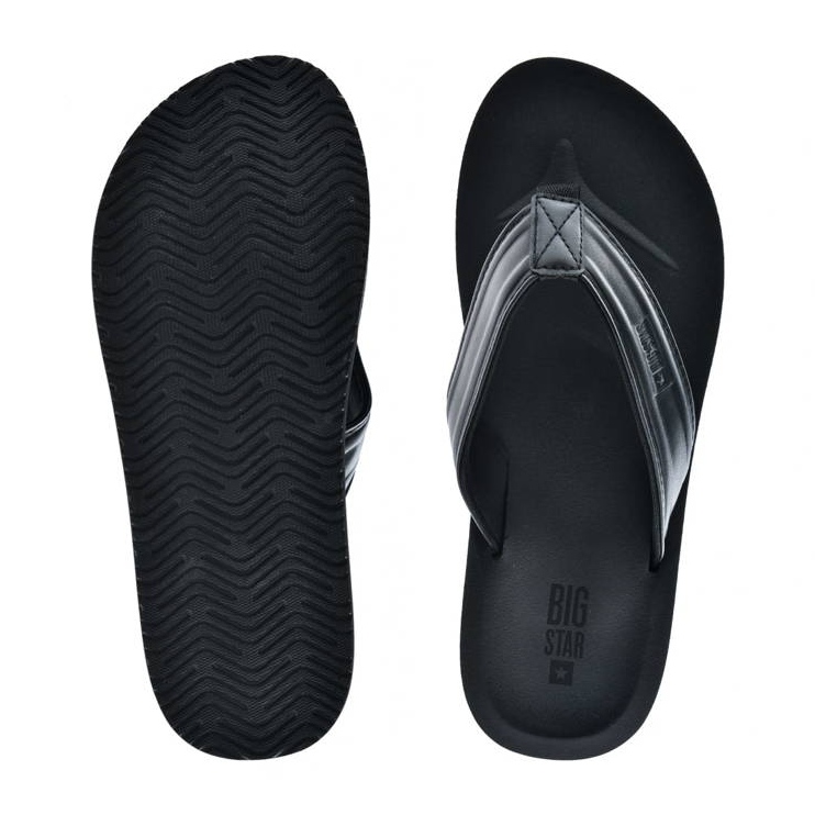 Chanclas de hombre fabricadas en piel ecológica negra Big Star LL174605 negro 1