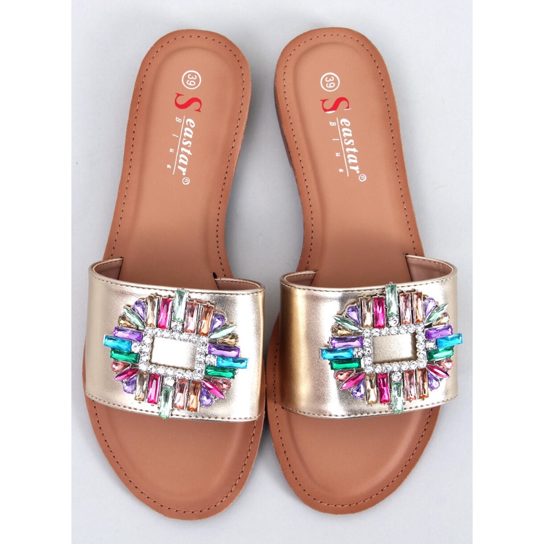 Chanclas Lowell con piedras doradas dorado 1 Chanclas Lowell con piedras doradas dorado 1