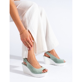 Sandalias cuña mujer Shelovet verde 1