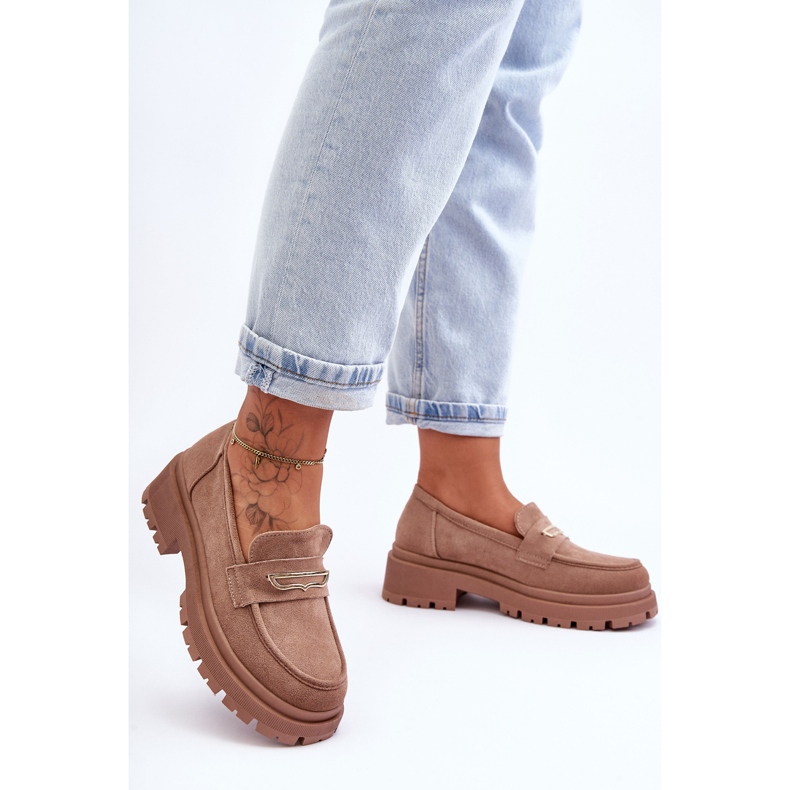 PS1 Mocasines De Mujer En Ante Beige Oscuro Pure Love 1