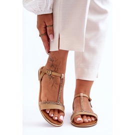 Sandalias Mujer Con Circonitas Beige Penna 4