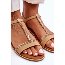 Sandalias Mujer Con Circonitas Beige Penna 2