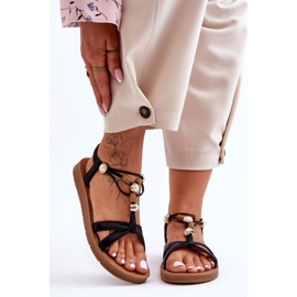 PG1 Sandalias De Mujer Con Purpurina Y Adornos Negro Midol 1