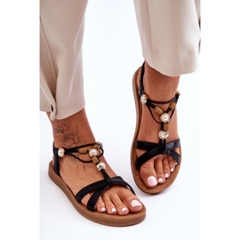 PG1 Sandalias De Mujer Con Purpurina Y Adornos Negro Midol 3