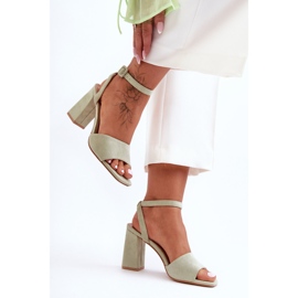 Sandalias de tacón alto de ante verde Harriet 1