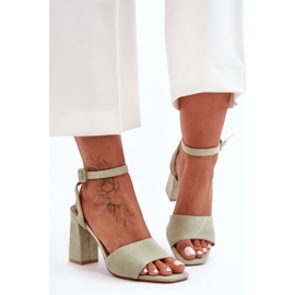 Sandalias de tacón alto de ante verde Harriet 6