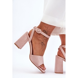 Sandalias de tacón alto de ante color nude Harriet rosa 2