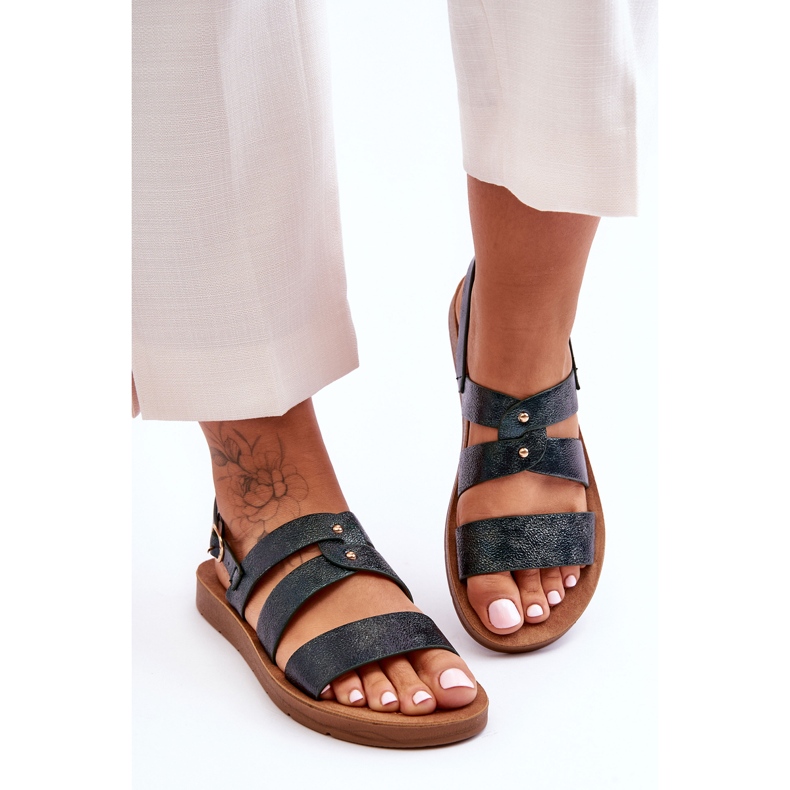 PG1 Sandalias Mujer Brillantes Verde Oscuro Catalia 2