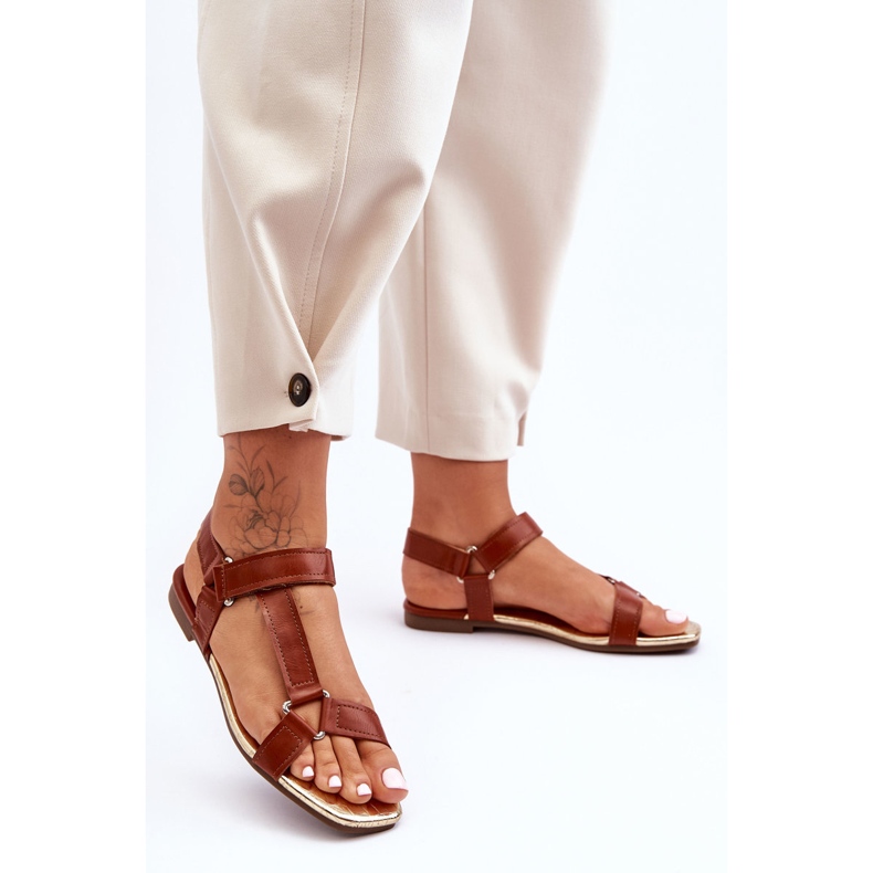 Camel Lissa Sandalias planas de mujer con velcro marrón 2 Camel Lissa Sandalias planas de mujer con velcro marrón 2