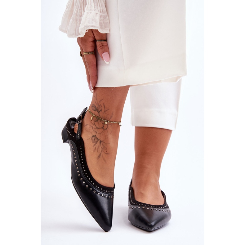 PG1 Bailarinas De Piel Con Tachuelas Negro Laroshe 1