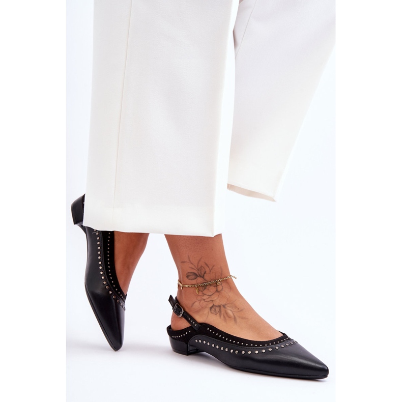 PG1 Bailarinas De Piel Con Tachuelas Negro Laroshe 2