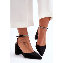 PG1 Zapatos De Salón De Ante Con Tira Decorativa Negro Lirosa 7