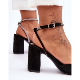 PG1 Zapatos De Salón De Ante Con Tira Decorativa Negro Lirosa 5