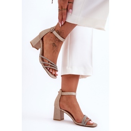 Sandalias Tacón Brillo Enenor Dorado 1