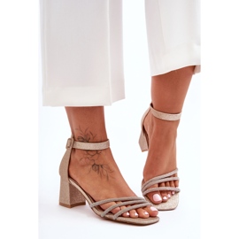 Sandalias Tacón Brillo Enenor Dorado 6