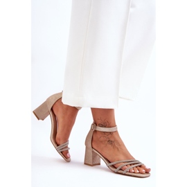 Sandalias Tacón Brillo Enenor Dorado 3