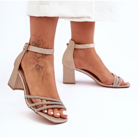Sandalias Tacón Brillo Enenor Dorado 7