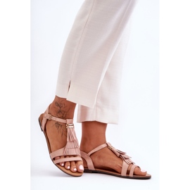 Sandalias Planas De Ante Con Borlas Rosa Claro Viva rosado 4