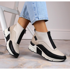 Sneakers mujer botines beige Rieker N6352-60 9